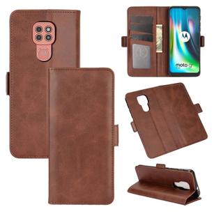 For Motorola Moto G9 / G9 Play Dual-side Magnetic Buckle Horizontal Flip Leather Case with Holder & Card Slots & Wallet(Brown)