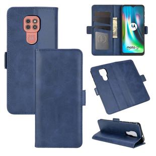 For Motorola Moto G9 / G9 Play Dual-side Magnetic Buckle Horizontal Flip Leather Case with Holder & Card Slots & Wallet(Dark Blue)