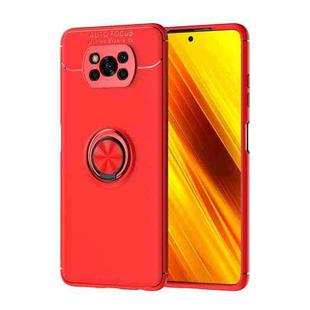 For Xiaomi Poco X3 NFC Metal Ring Holder 360 Degree Rotating TPU Case(Red+Red)