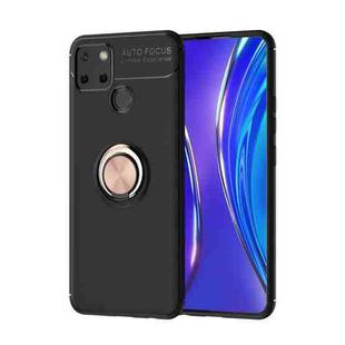 For OPPO Realme C12 Metal Ring Holder 360 Degree Rotating TPU Case(Black+Rose Gold)