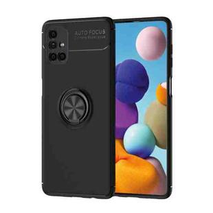 For Samsung Galaxy M51 (Side Fingerprint) Metal Ring Holder 360 Degree Rotating TPU Case(Black+Black)