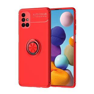 For Samsung Galaxy M51 (Side Fingerprint) Metal Ring Holder 360 Degree Rotating TPU Case(Red+Red)