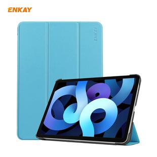 For iPad Air 2022 / 2020 10.9 / iPad Pro 11 2018 ENKAY ENK-8013 PU Leather + Plastic Smart Case with Three-folding Holder(Light Blue)