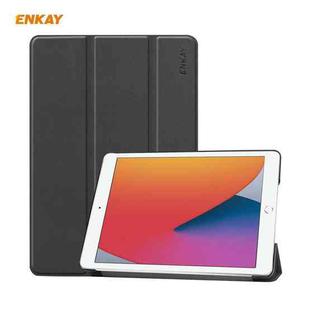 For iPad 10.2 2021 / 2020 / 2019 ENKAY ENK-8014 PU Leather + Plastic Smart Case with Three-folding Holder(Black)