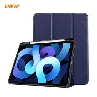 For iPad Air 2022 / 2020 10.9 / iPad Pro 11 2018 ENKAY ENK-8015 PU Leather + TPU Smart Case with Pen Slot(Dark Blue)