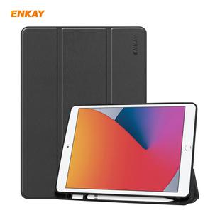 For iPad 10.2 2021 / 2020 / 2019 ENKAY ENK-8016 PU Leather + TPU Smart Case with Pen Slot(Black)