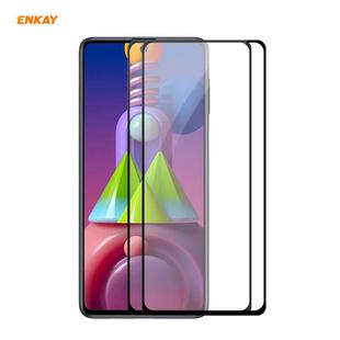 For Samsung Galaxy M51 2 PCS ENKAY Hat-Prince Full Glue 0.26mm 9H 2.5D Tempered Glass Full Coverage Film