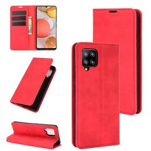 For Samsung Galaxy A42 5G Retro-skin Business Magnetic Suction Leather Case with Holder & Card Slots & Wallet(Red)