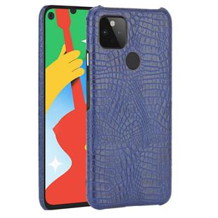 For Google Pixel 4a 5G Shockproof Crocodile Texture PC + PU Case(Blue)