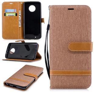 Color Matching Denim Texture Leather Case for Motorola G6 , with Holder & Card Slots & Wallet & Lanyard(Brown)