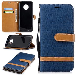 Color Matching Denim Texture Leather Case for Motorola G6 , with Holder & Card Slots & Wallet & Lanyard(Dark Blue)