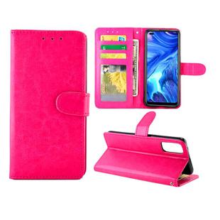 For OPPO Reno4(4G) Crazy Horse Texture Leather Horizontal Flip Protective Case with Holder & Card Slots & Wallet & Photo Frame(Magenta)