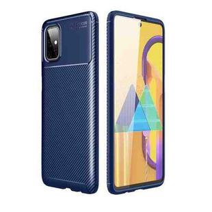 For  Galaxy M51 (Side fingerprint) Carbon Fiber Texture Shockproof TPU Case(Blue)