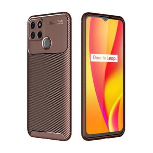 For OPPO Realme C12 Carbon Fiber Texture Shockproof TPU Case(Brown)