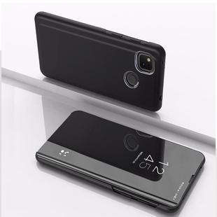 For Xiaomi Redmi 9C Plated Mirror Horizontal Flip Leather Case with Holder(Black)