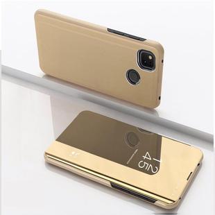 For Xiaomi Redmi 9C Plated Mirror Horizontal Flip Leather Case with Holder(Gold)