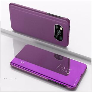 For Xiaomi Poco X3 NFC Plated Mirror Horizontal Flip Leather Case with Holder(Purple)