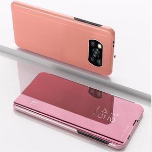 For Xiaomi Poco X3 NFC Plated Mirror Horizontal Flip Leather Case with Holder(Rose Gold)