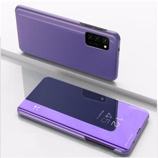 For Samsung Galaxy S20 FE 5G Plated Mirror Horizontal Flip Leather Case with Holder(Purple Blue)