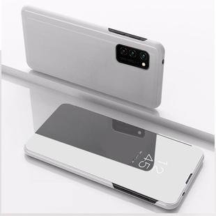 For Samsung Galaxy S20 FE 5G Plated Mirror Horizontal Flip Leather Case with Holder(Silver)