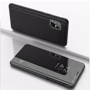 For Samsung Galaxy M31s Plated Mirror Horizontal Flip Leather Case with Holder(Black)