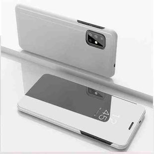 For Galaxy M51 European Version Plated Mirror Horizontal Flip Leather Case with Holder(Silver)