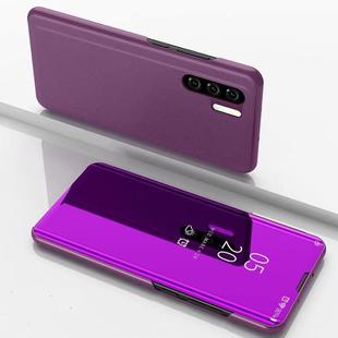 For OnePlus Nord Plated Mirror Horizontal Flip Leather Case with Holder(Purple)