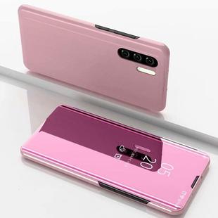 For OnePlus Nord Plated Mirror Horizontal Flip Leather Case with Holder(Rose Gold)