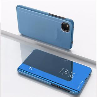 For OPPO Realme C11 Plated Mirror Horizontal Flip Leather Case with Holder(Blue)