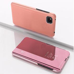 For OPPO Realme C11 Plated Mirror Horizontal Flip Leather Case with Holder(Rose Gold)