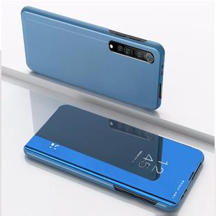 For OPPO Realme 7 Plated Mirror Horizontal Flip Leather Case with Holder(Blue)