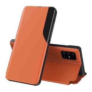 For Galaxy Note 20 Side Display Magnetic Shockproof Horizontal Flip Leather Case with Holder(Orange)