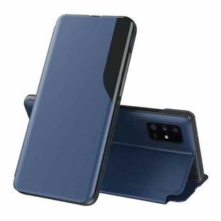 For Galaxy Note 20 Side Display Magnetic Shockproof Horizontal Flip Leather Case with Holder(Blue)