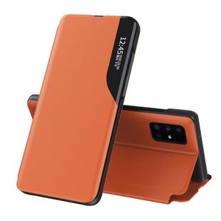 For Galaxy  Note 20 Ultra Side Display Magnetic Shockproof Horizontal Flip Leather Case with Holder(Orange)