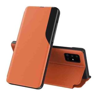For Galaxy S20 Plus Side Display Magnetic Shockproof Horizontal Flip Leather Case with Holder(Orange)
