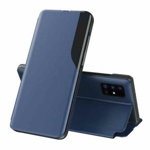 For Galaxy S20 Plus Side Display Magnetic Shockproof Horizontal Flip Leather Case with Holder(Blue)