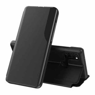 For Galaxy M31/M30S/M21 Side Display Magnetic Shockproof Horizontal Flip Leather Case with Holder(Black)