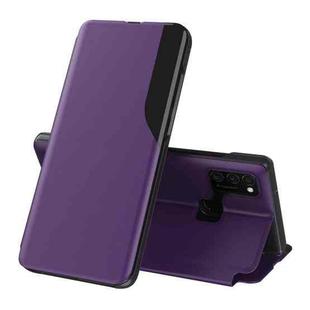For Galaxy M31/M30S/M21 Side Display Magnetic Shockproof Horizontal Flip Leather Case with Holder(Purple)