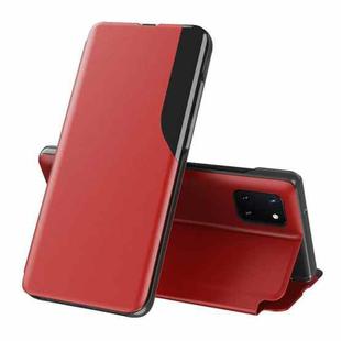 For Galaxy A81/Note 10 Lite/M60S Side Display Magnetic Shockproof Horizontal Flip Leather Case with Holder(Red)