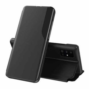 For Galaxy A51/M40S/A31/A51 5G Side Display Magnetic Shockproof Horizontal Flip Leather Case with Holder(Black)