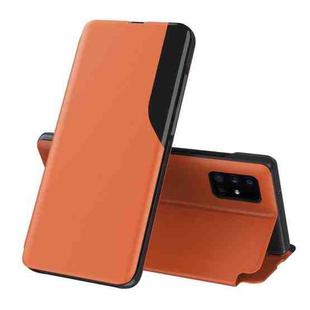 For Galaxy M31S Side Display Magnetic Shockproof Horizontal Flip Leather Case with Holder(Orange)