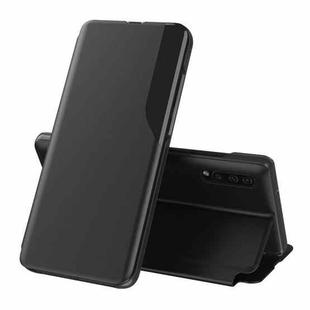 For Galaxy A70/A70S Side Display Magnetic Shockproof Horizontal Flip Leather Case with Holder(Black)