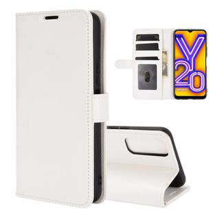 For vivo Y20 R64 Texture Single Horizontal Flip Protective Case with Holder & Card Slots & Wallet& Photo Frame(White)