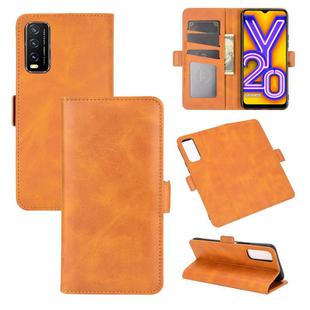 For VIVO Y20 Dual-side Magnetic Buckle Horizontal Flip Leather Case with Holder & Card Slots & Wallet(Yellow)