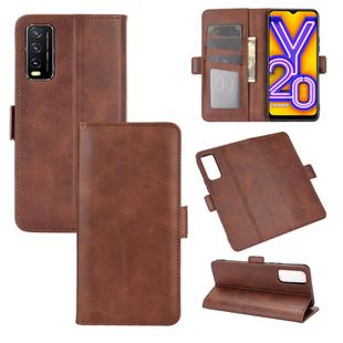 For VIVO Y20 Dual-side Magnetic Buckle Horizontal Flip Leather Case with Holder & Card Slots & Wallet(Brown)