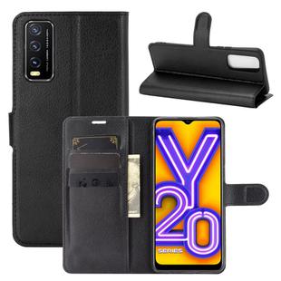 For vivo Y20 Litchi Texture Horizontal Flip Protective Case with Holder & Card Slots & Wallet(Black)