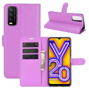 For vivo Y20 Litchi Texture Horizontal Flip Protective Case with Holder & Card Slots & Wallet(Purple)