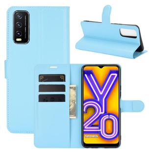 For vivo Y20 Litchi Texture Horizontal Flip Protective Case with Holder & Card Slots & Wallet(Blue)