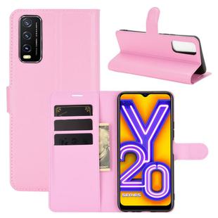For VIVO Y20 Litchi Texture Horizontal Flip Protective Case with Holder & Card Slots & Wallet(Pink)