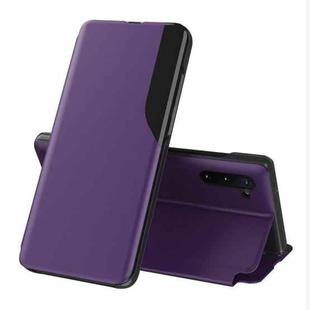 For Samsung Galaxy Note 10 Side Display Magnetic Shockproof Horizontal Flip Leather Case with Holder(Purple)